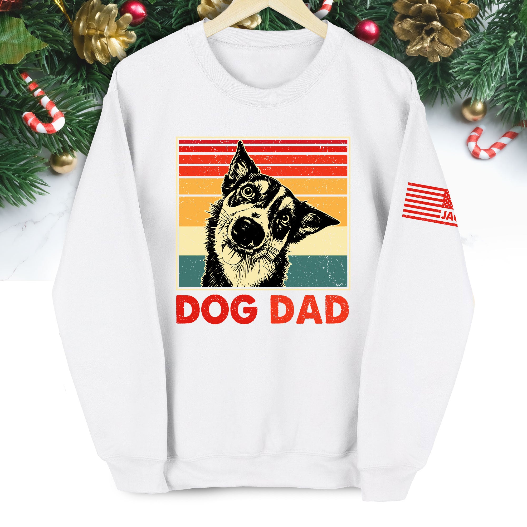 Personalized Dog Dad Sweatshirt – Custom Retro Dog Art, Perfect Gift for Dog Lovers