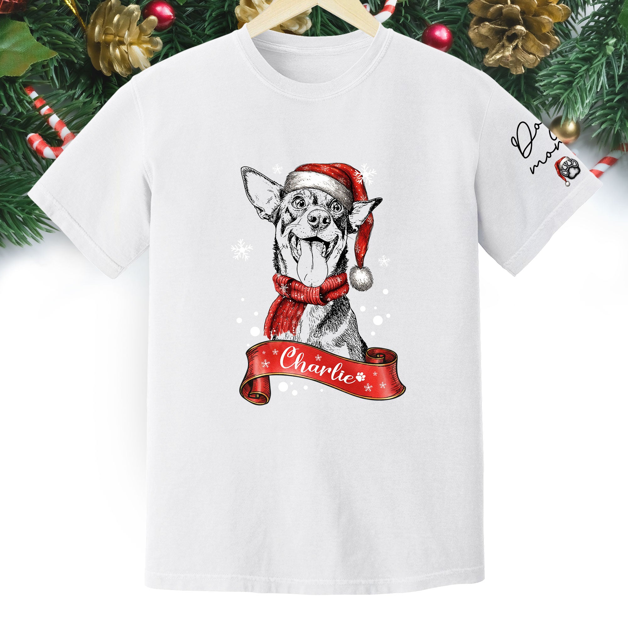 Christmas Dog T-Shirt – Custom Pet Photo Shirt, Funny Personalized Gift for Pet Lover