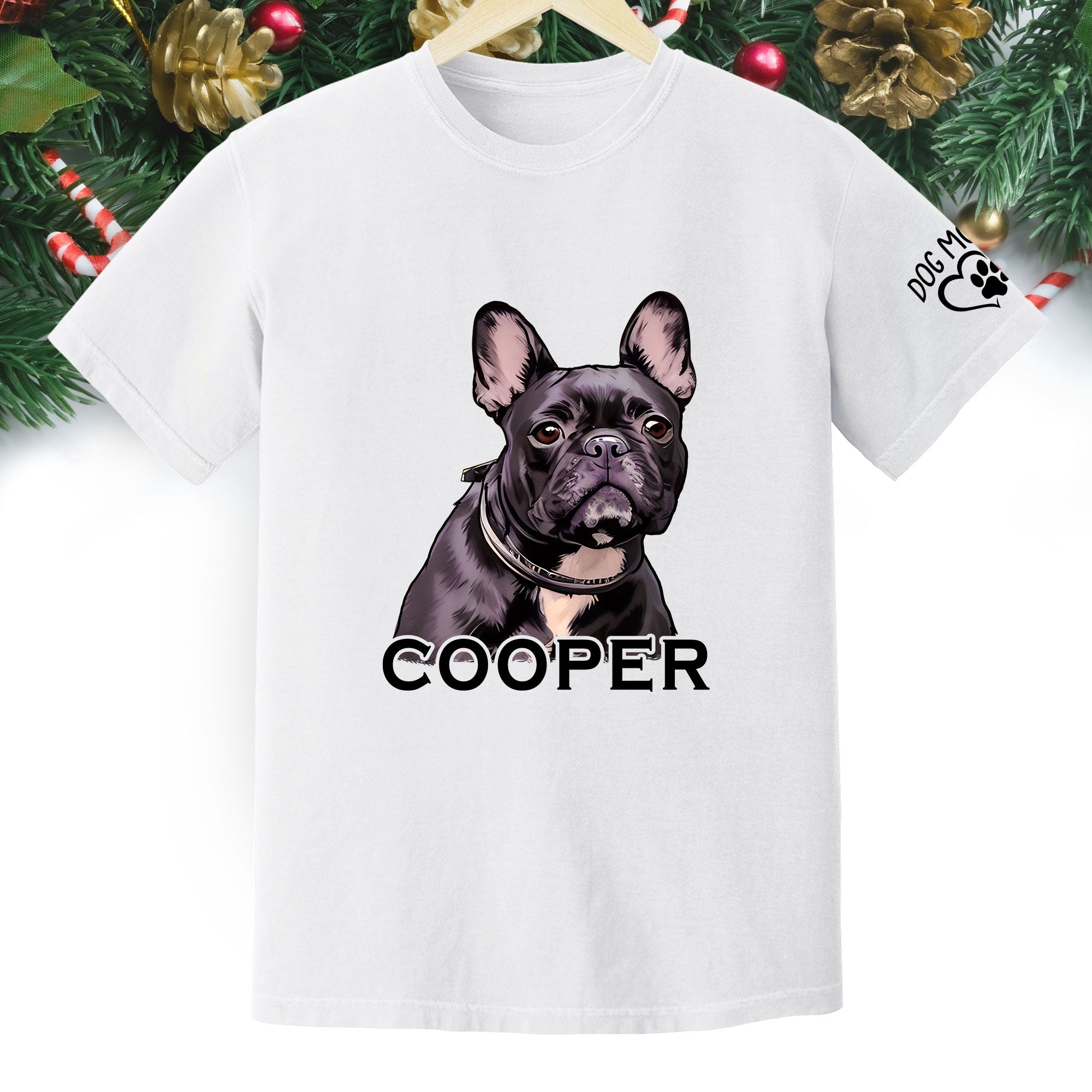 Custom Dog Mom T-Shirt – Personalized Pet Portrait & Name, Cute Dog Lover Gift