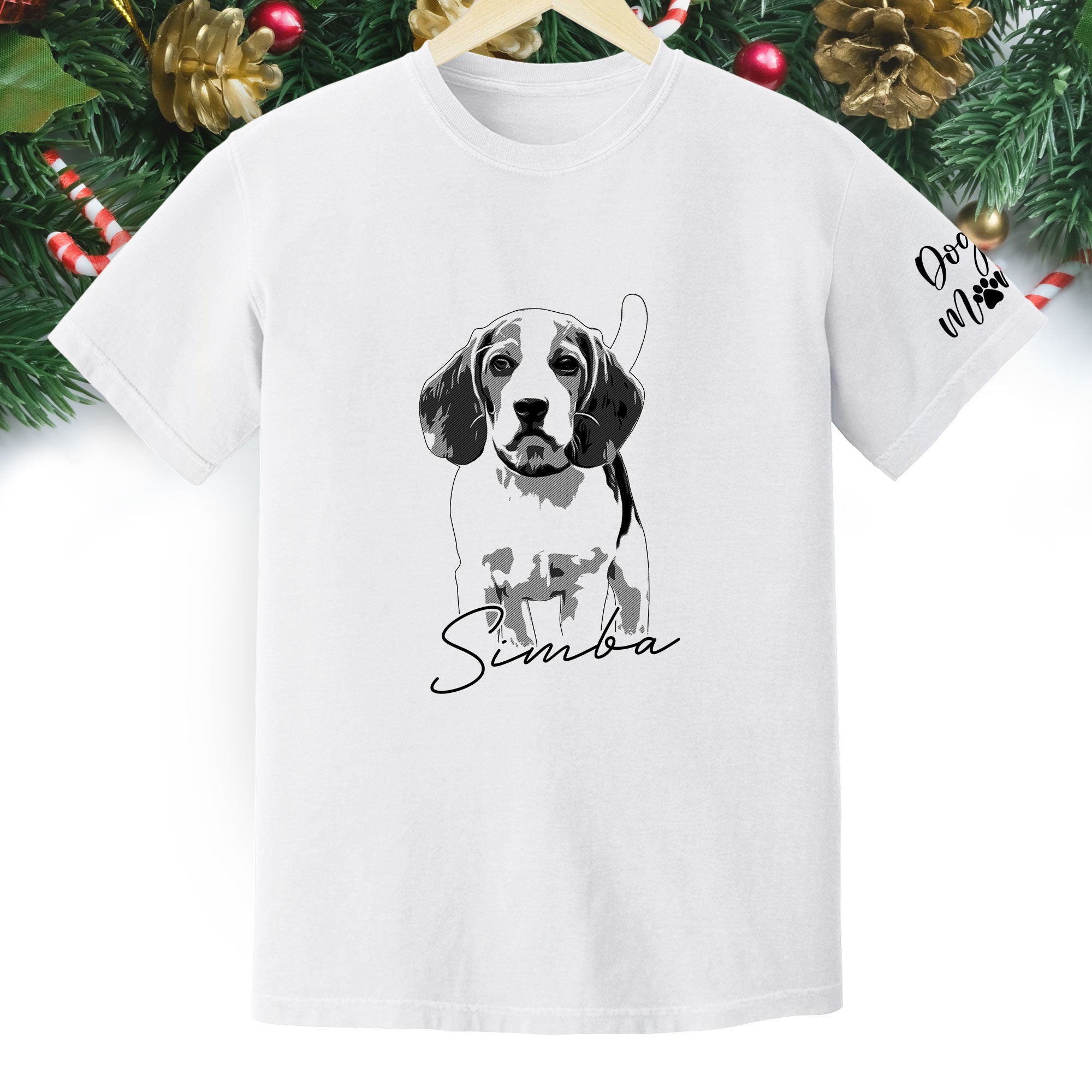 Custom Dog Lover T-Shirt with Name & Sleeve Print – Personalized Pet Graphic Tee