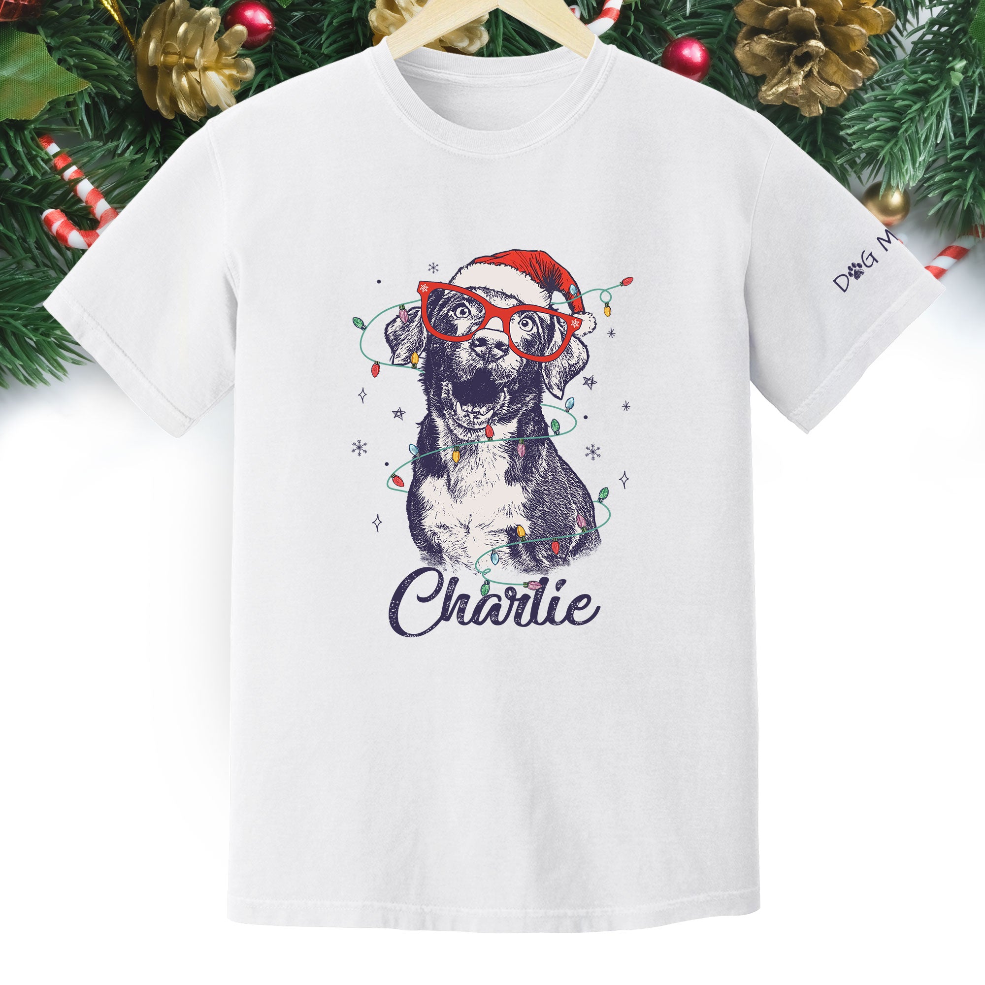 Personalized Dog Christmas Shirt – Custom Pet Photo Tee, Holiday Gift for Dog Mom