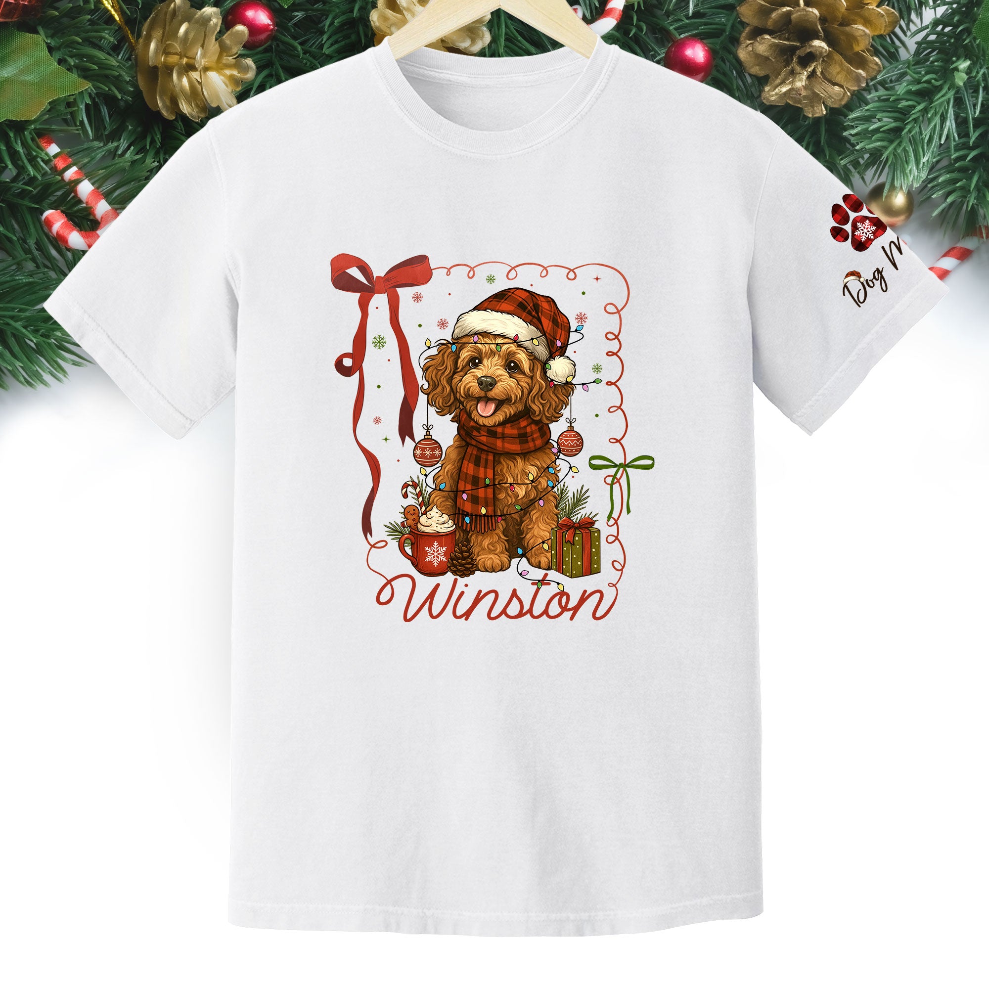 Dog Mom Christmas Shirt – Custom Pet Face T-Shirt, Personalized Holiday Gift Idea