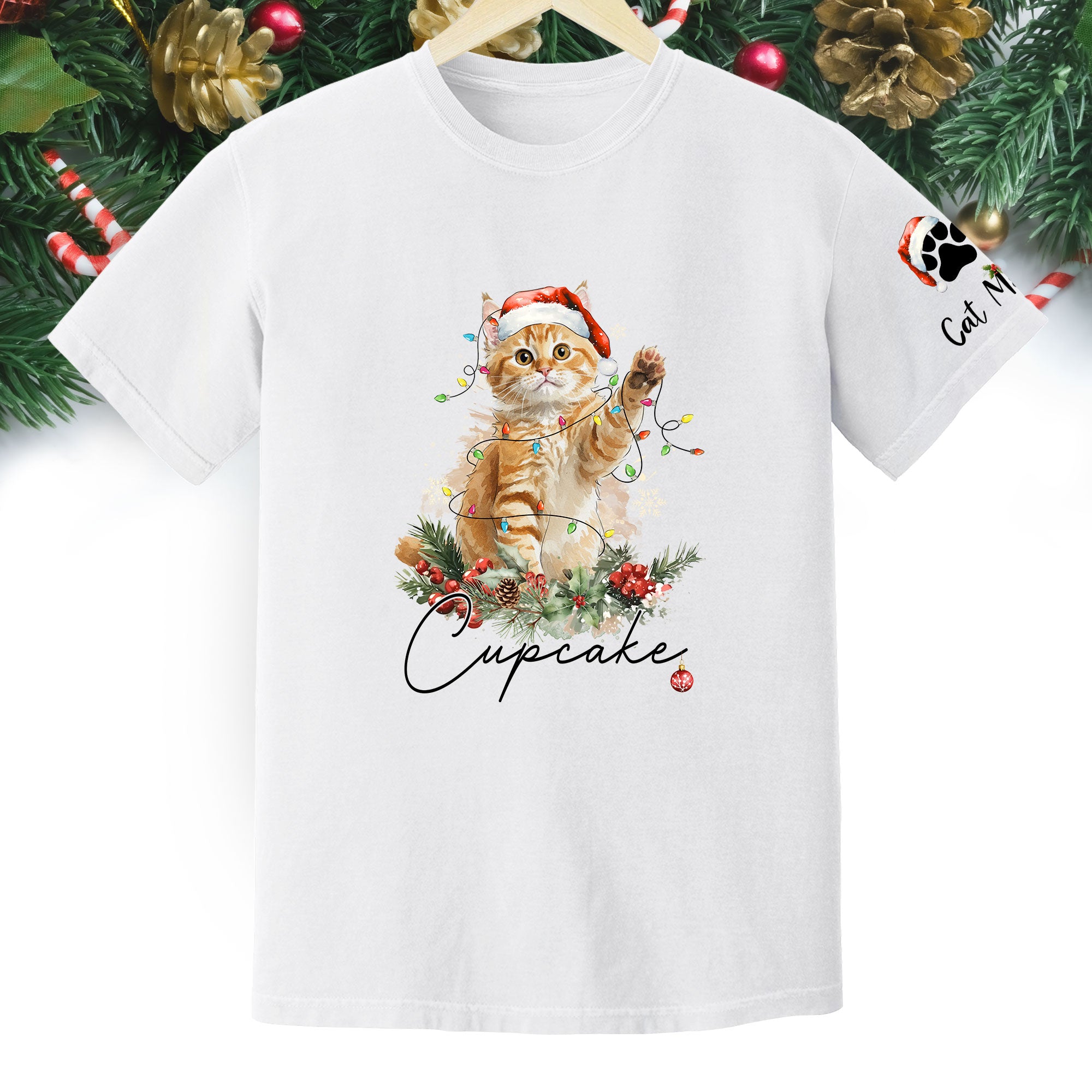 Custom Cat Lover T-Shirt – Personalized Pet Photo Christmas Shirt, Cute Gift for Pet Lovers