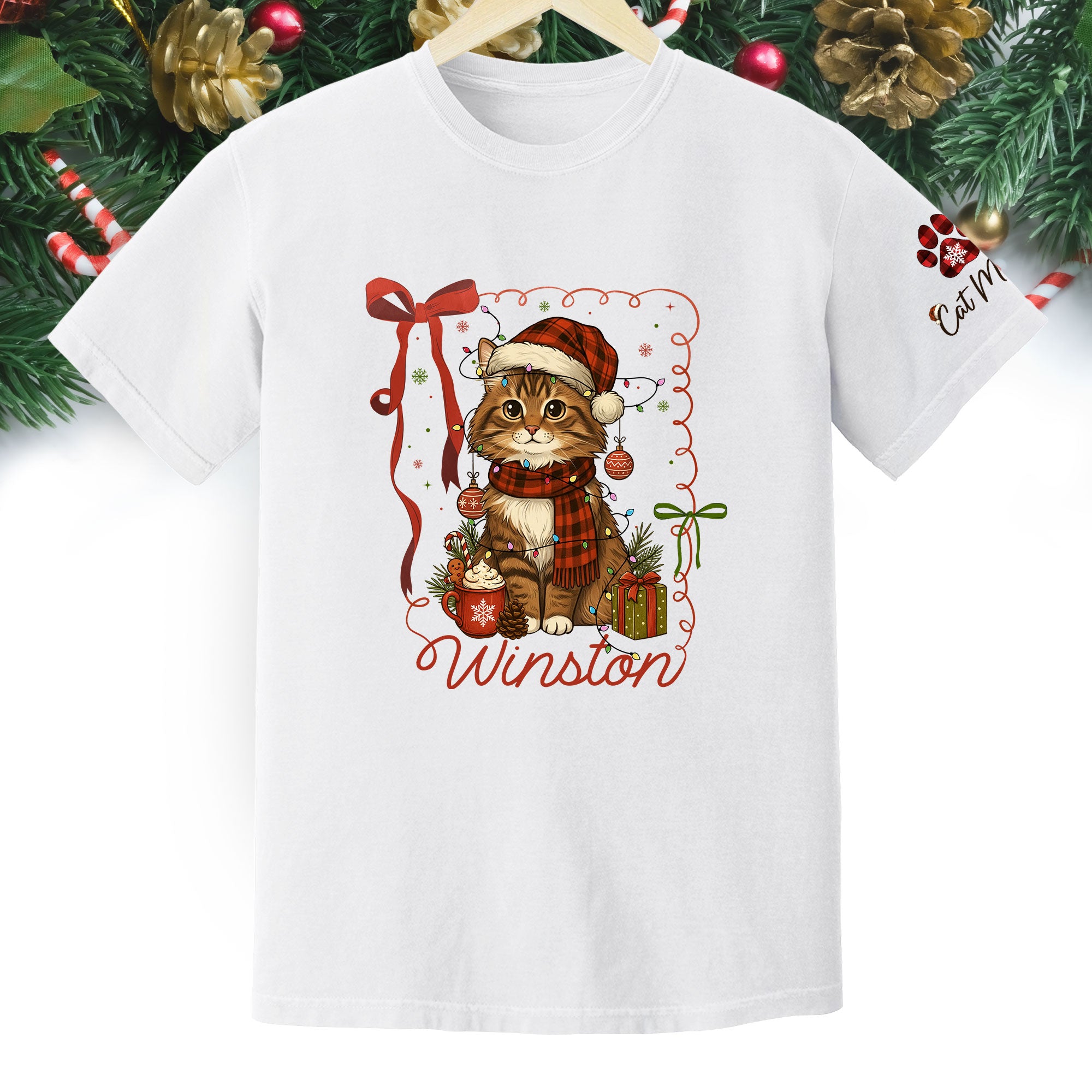 Custom Pet Christmas Shirt – Personalized Cat Photo Tee, Funny Holiday Gift for Pet Lovers