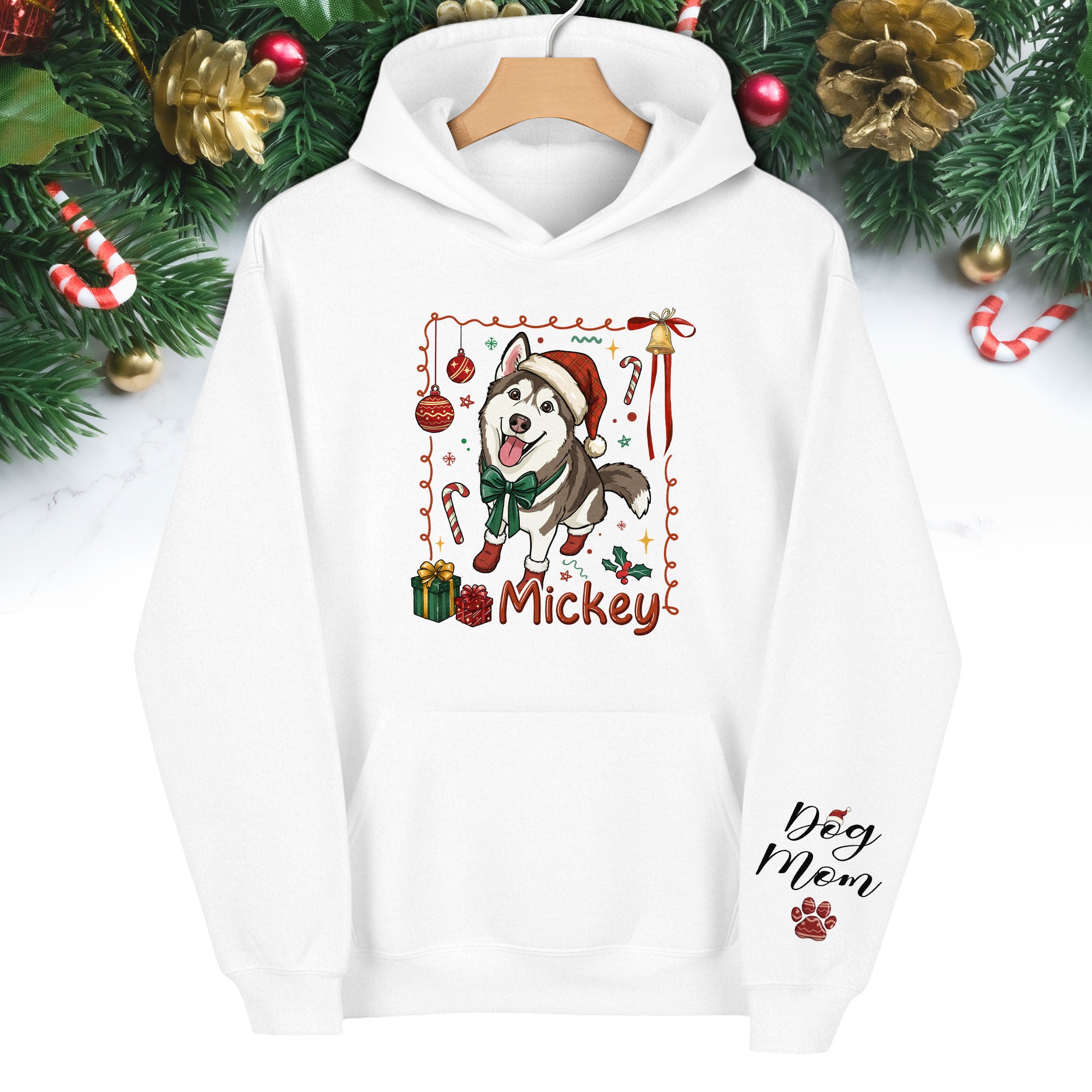 Custom Dog Christmas Hoodie – Personalized Pet Photo Gift for Dog Moms