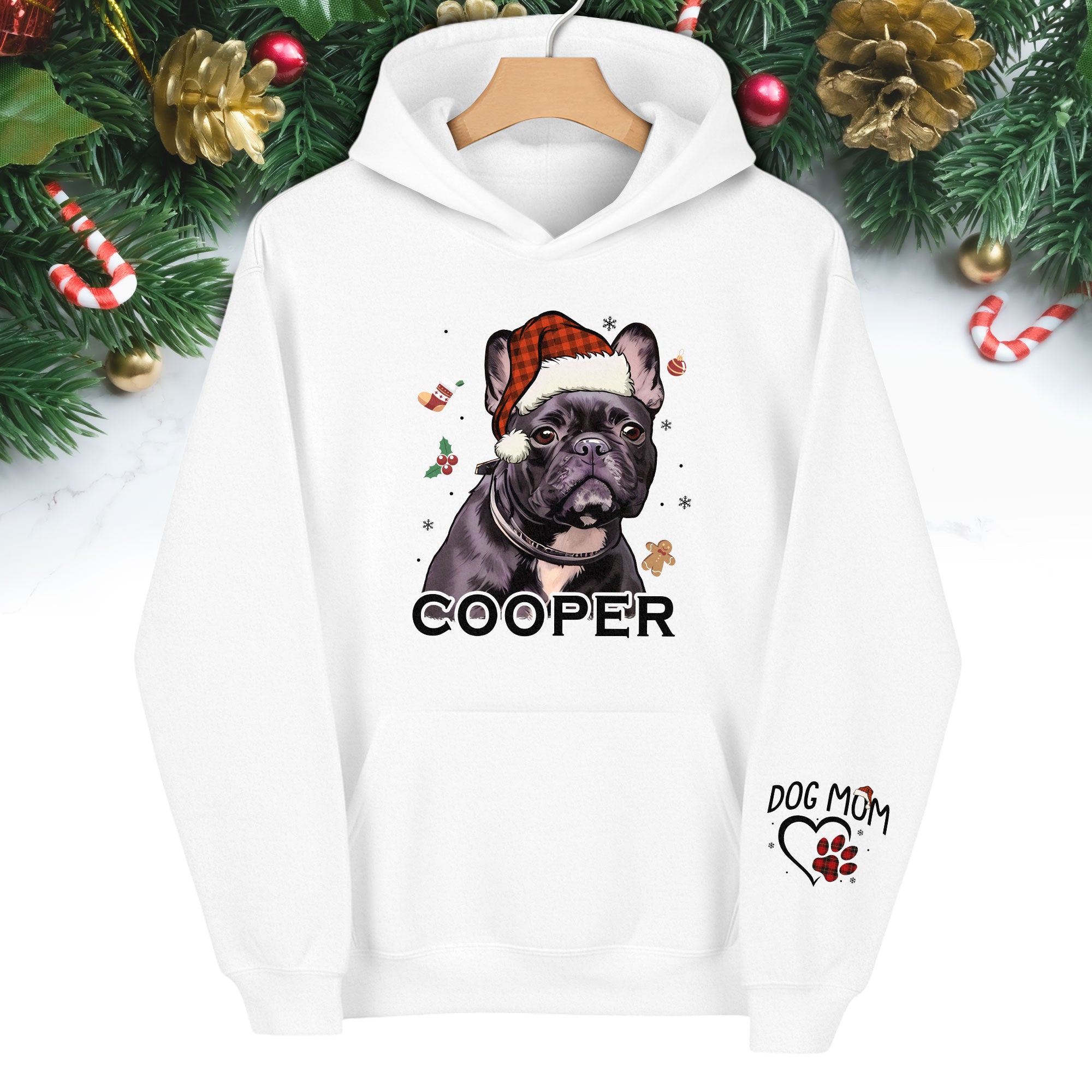 Custom Pet Photo Hoodie – Personalized French Bulldog Art Hoodie, Perfect Dog Mom Gift