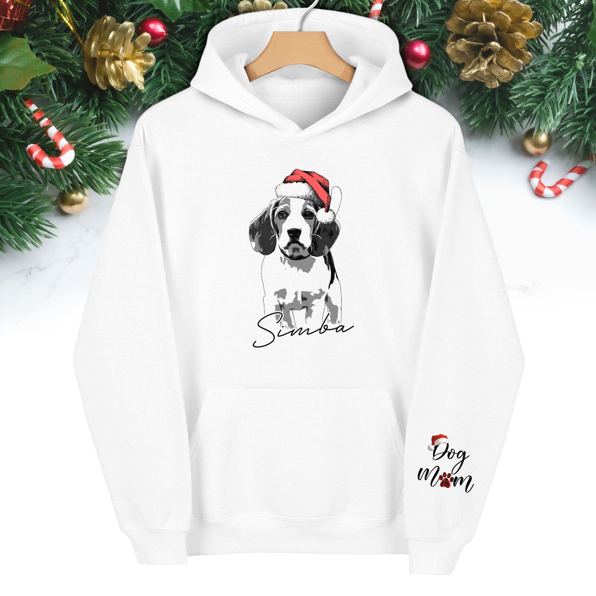 Custom Pet Photo Hoodie – Personalized Dog Hoodie with Christmas Design for Dog Lovers
