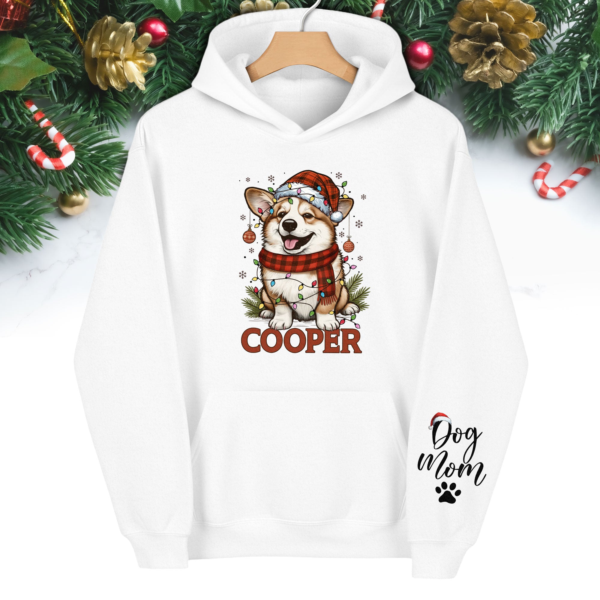 Custom Dog Mom Hoodie – Personalized Pet Photo Christmas Hoodie, Cute Gift for Dog Lovers