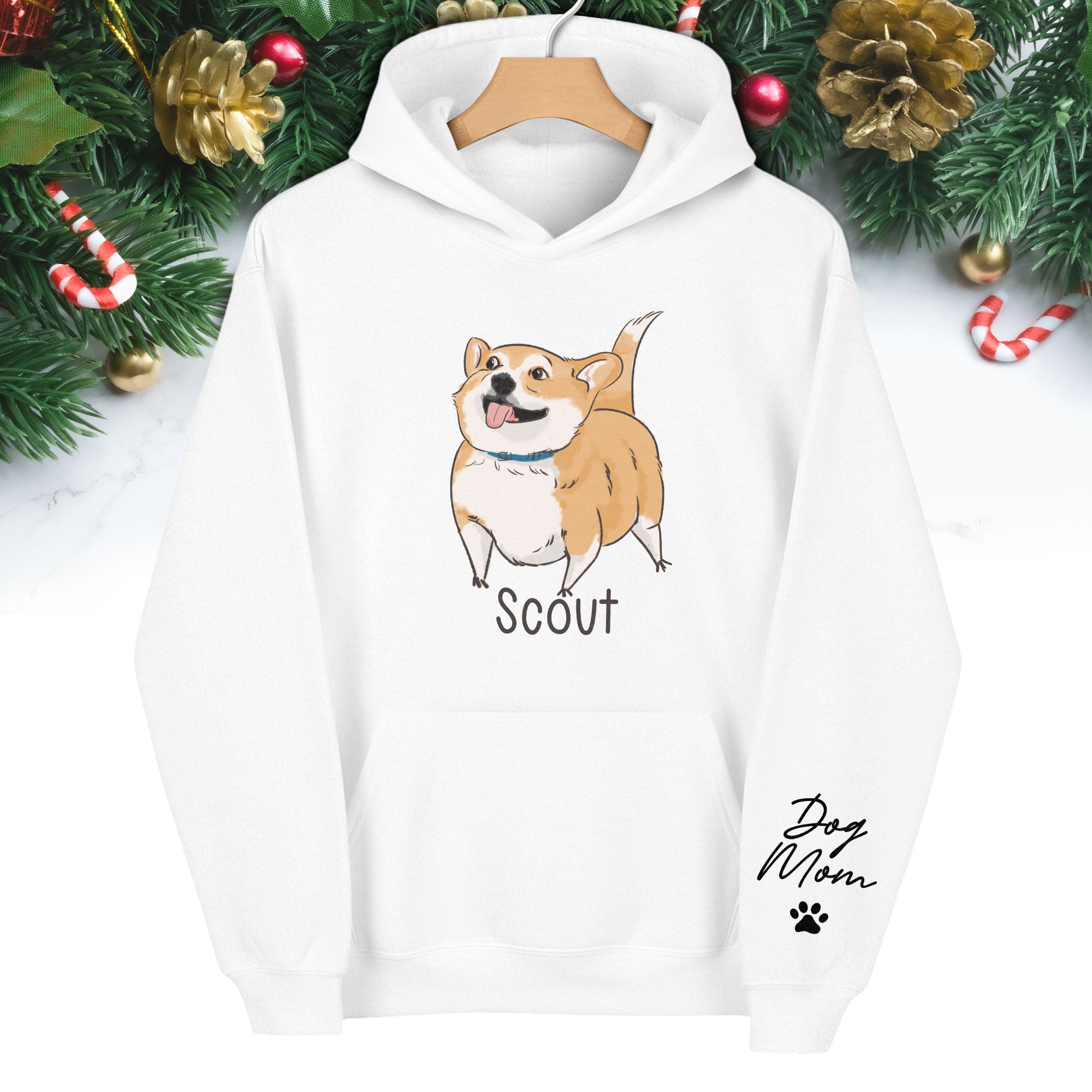 Custom Dog Mom Hoodie – Personalized Dog Hoodie with Pet Photo & Name, Cute Gift for Pet Lovers