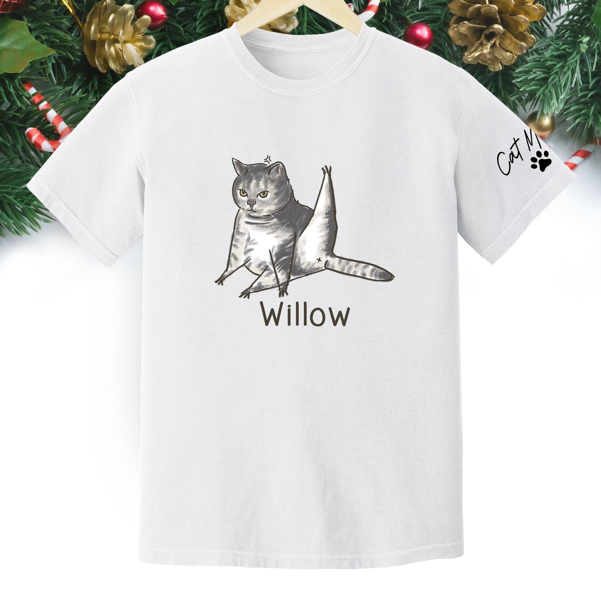 Custom Cat Mom T-Shirt – Personalized Funny Cat Shirt with Pet Photo & Name, Unique Gift for Cat Lovers