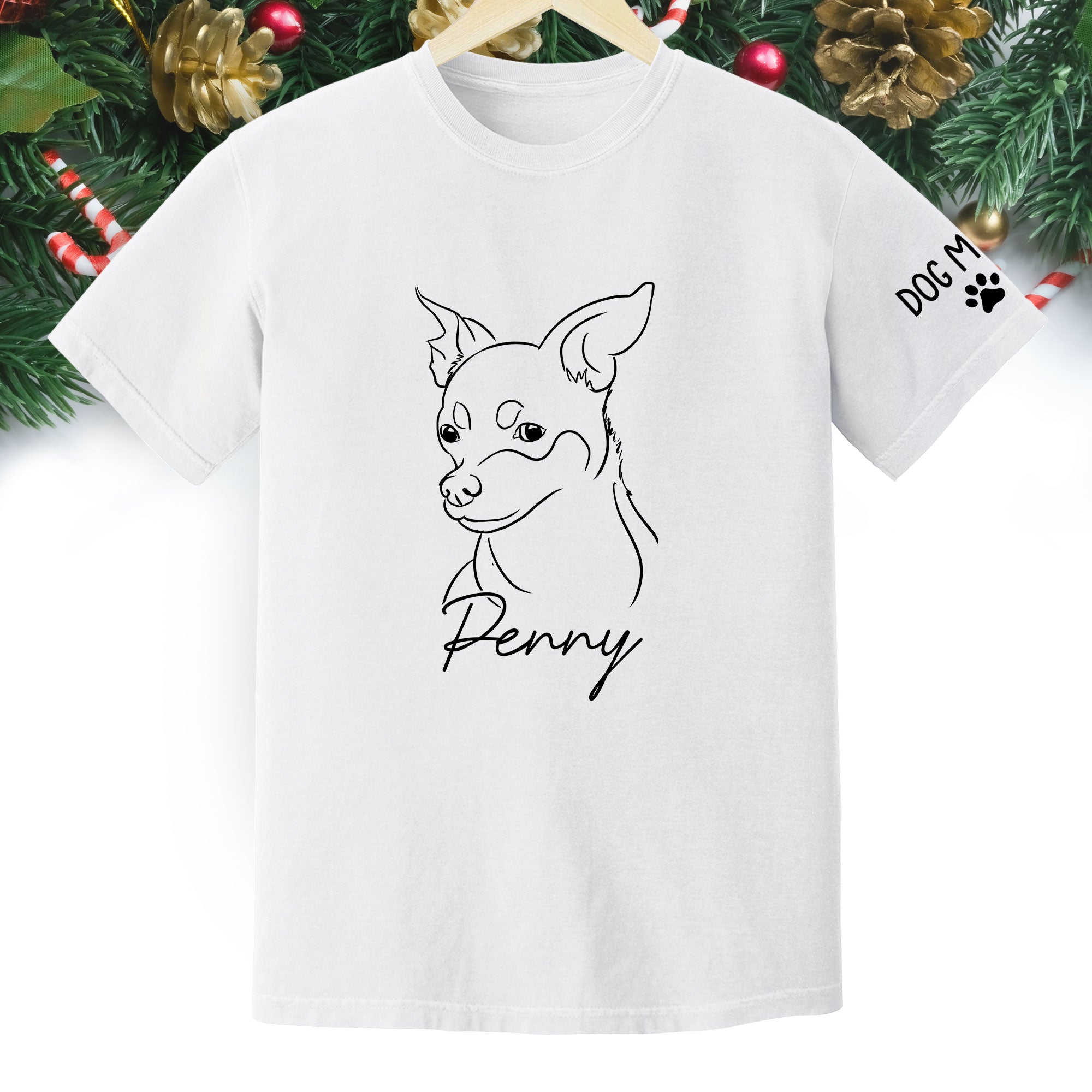 Personalized Dog Mom T-Shirt – Custom Dog Line Art Tee with Pet Name, Unique Gift for Dog Lovers