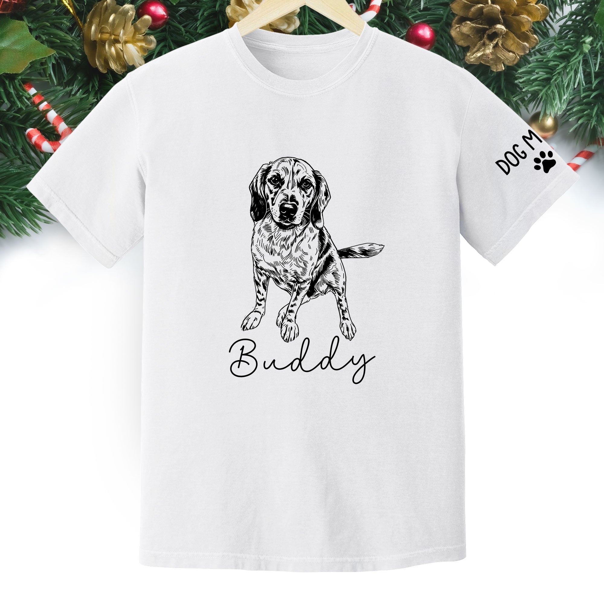 Personalized Dog Mom T-Shirt, Custom Dog Line Art Tee with Pet Name, Unique Gift for Dog Lovers