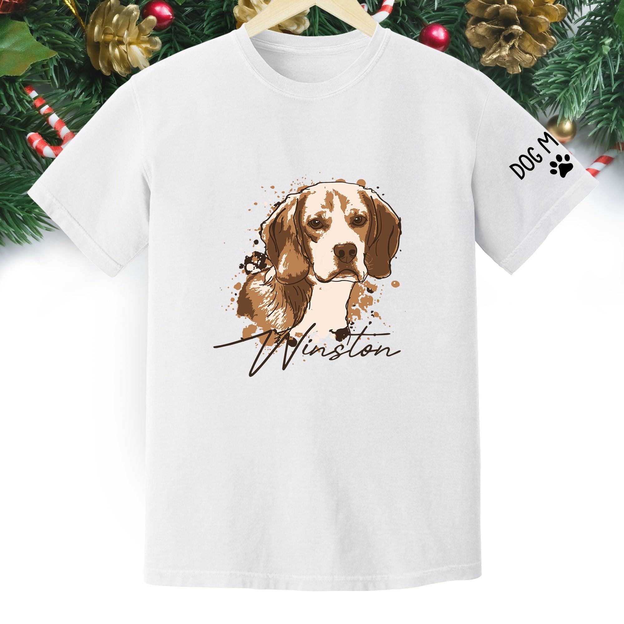 Personalized Dog Mom T-Shirt – Custom Dog Portrait Shirt with Pet Photo & Name, Unique Gift for Pet Lovers
