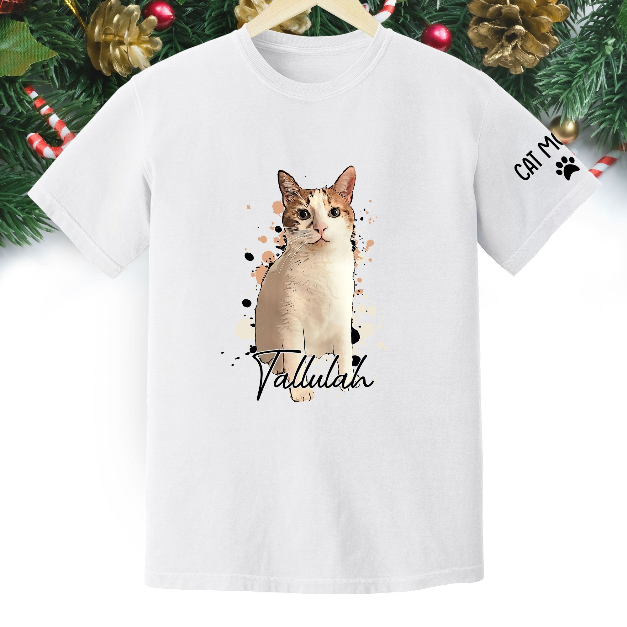 Personalized Cat Mom T-Shirt – Custom Cat Photo Shirt with Pet Name, Unique Gift for Cat Lovers