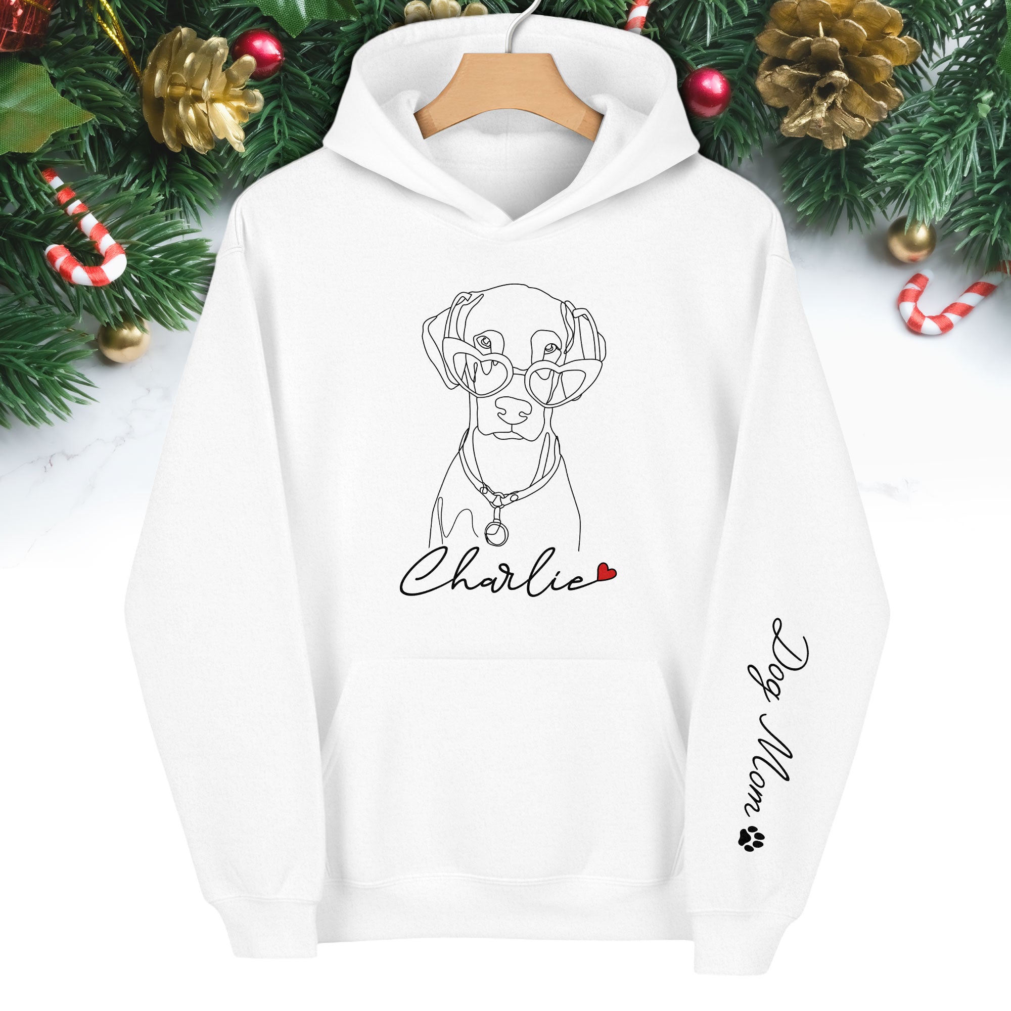 Custom Line Art Dog Hoodie – Personalized Pet Drawing & Name Gift for Pet Owners