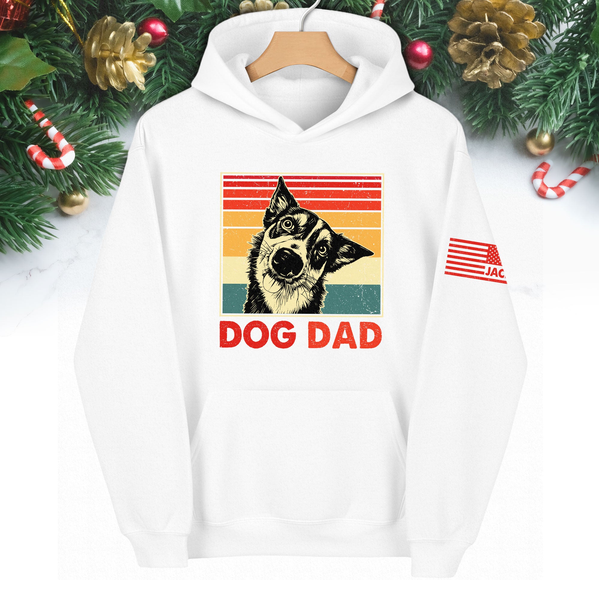 Custom Dog Dad Hoodie – Personalized Pet Photo Retro Hoodie, Gift for Dog Lovers