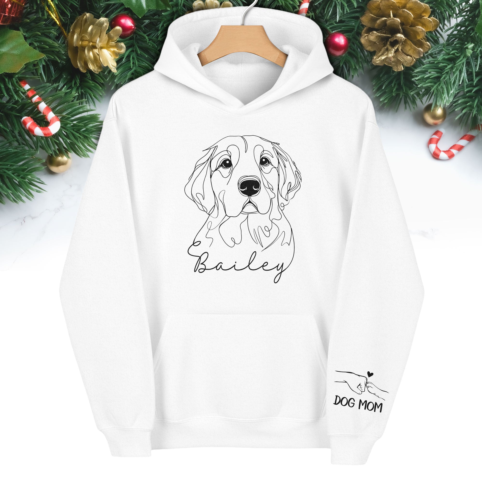 Personalized Pet Line Art Hoodie – Custom Dog or Cat Drawing with Name | Dog Mom Gift