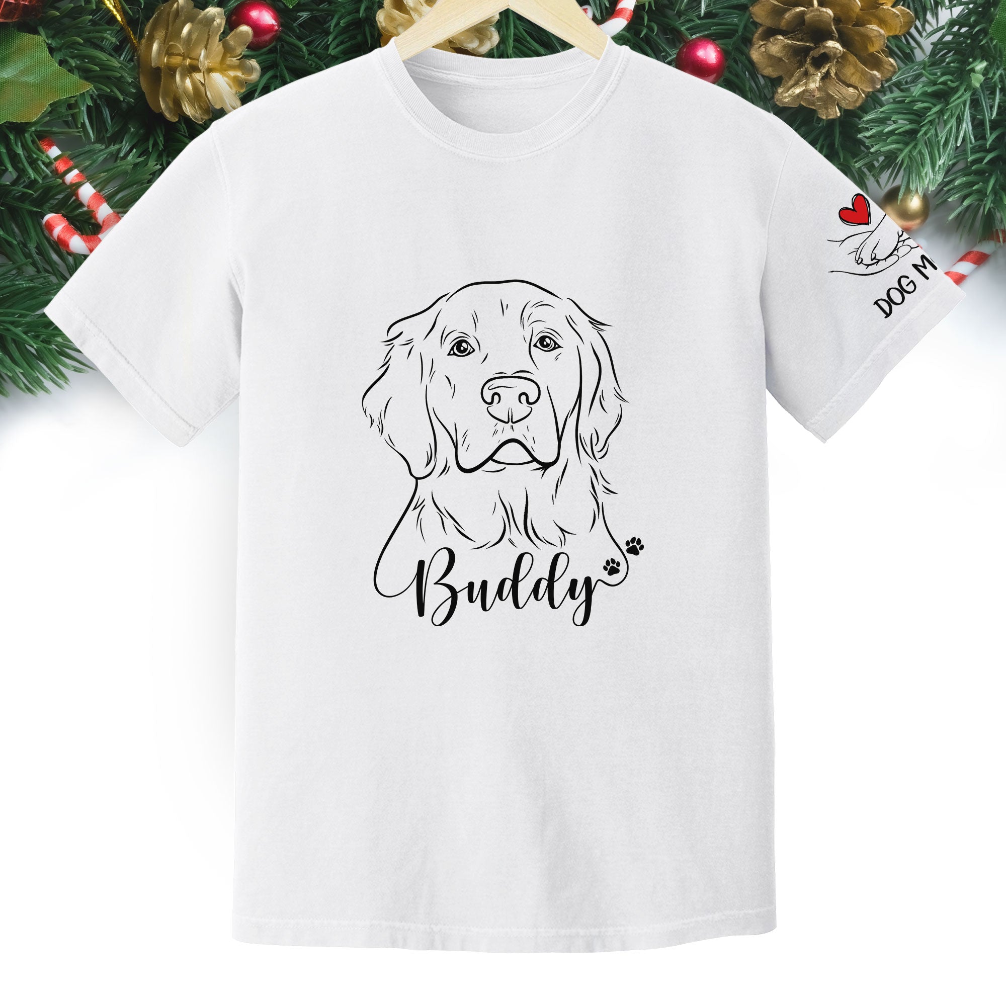 Custom Dog Mom T-Shirt – Personalized Line Art Dog Drawing, Unique Gift for Pet Lovers