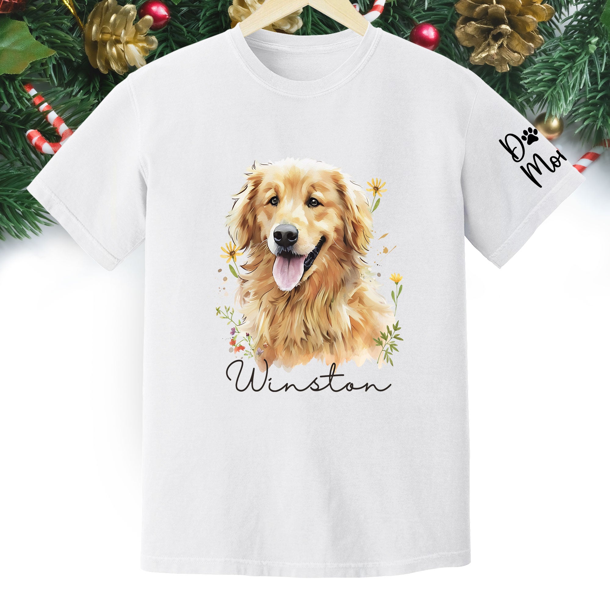 Custom Pet Portrait T-Shirt – Personalized Dog Lover Tee, Unique Gift for Dog Mom & Dog Dad