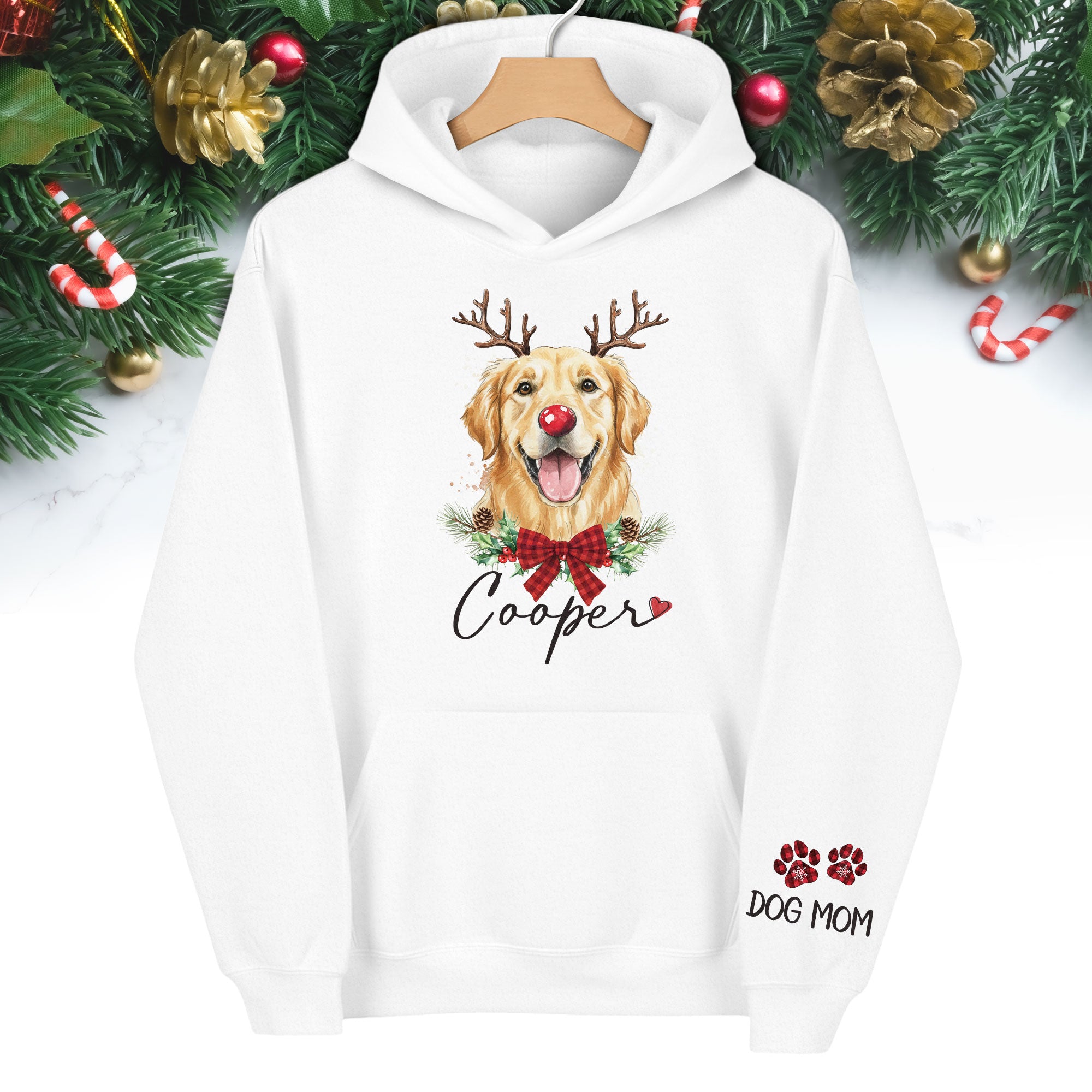 Dog Mom Christmas Hoodie – Cozy Holiday Sweatshirt for Pet Lovers