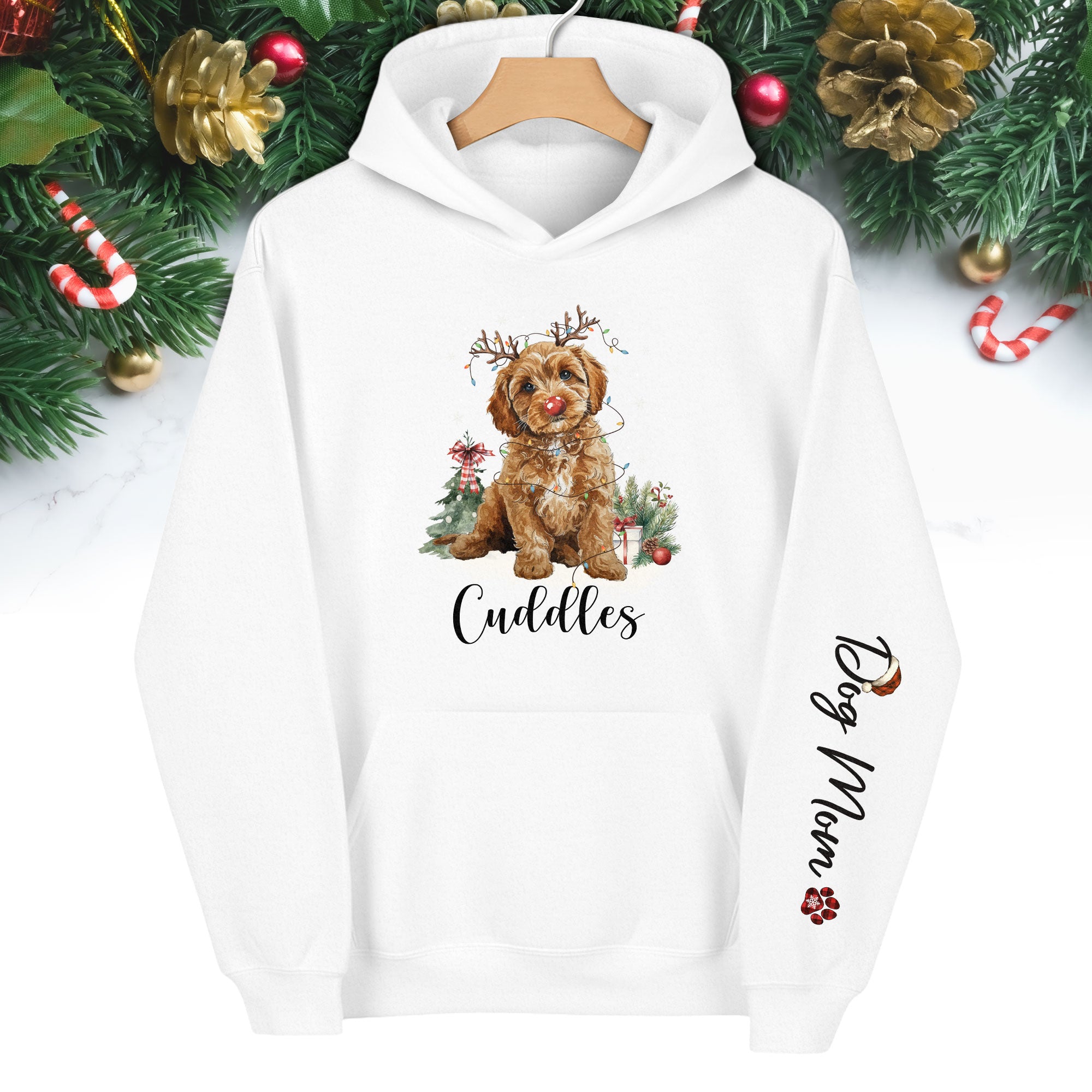 Holiday Dog Mom Hoodie – Perfect Christmas Gift for Puppy Lovers