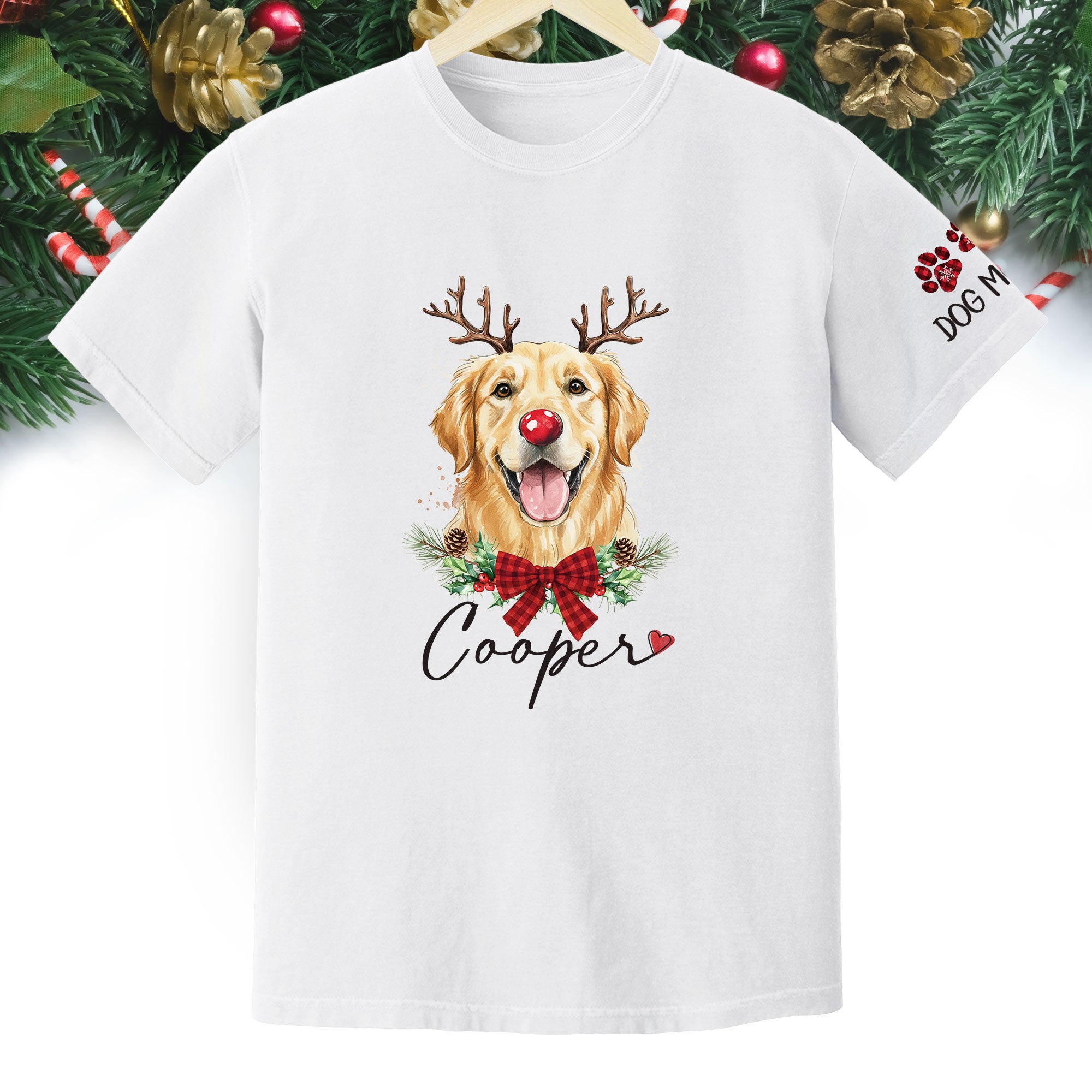 Dog Mom Christmas T-Shirt – Cute Personalized Holiday Tee for Pet Lovers