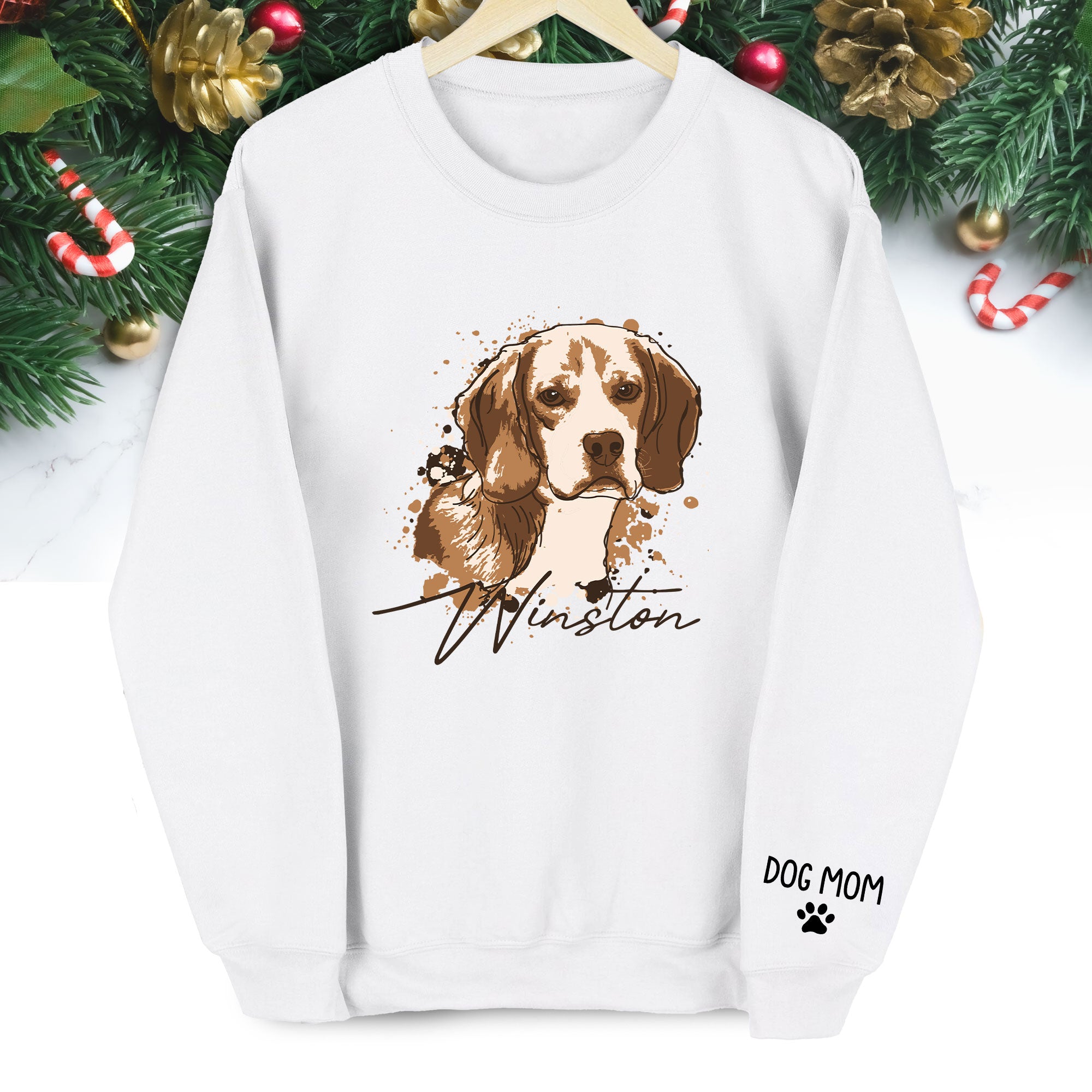 Personalized Dog Sweatshirt - Custom Pet Photo Gift for Dog Mom Christmas