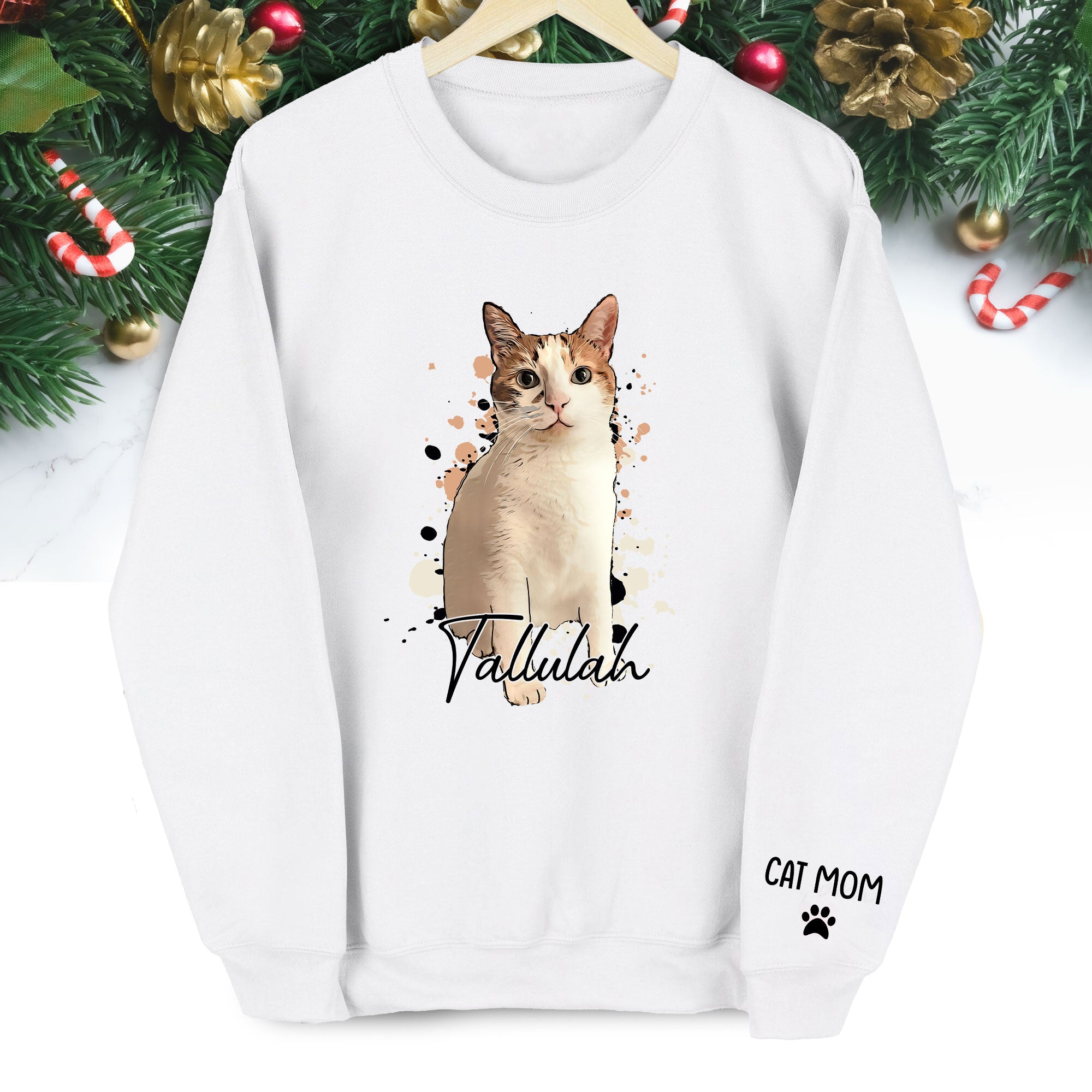 Personalized Cat Mom Sweatshirt – Custom Photo Sweatshirt for Women Cat Lovers