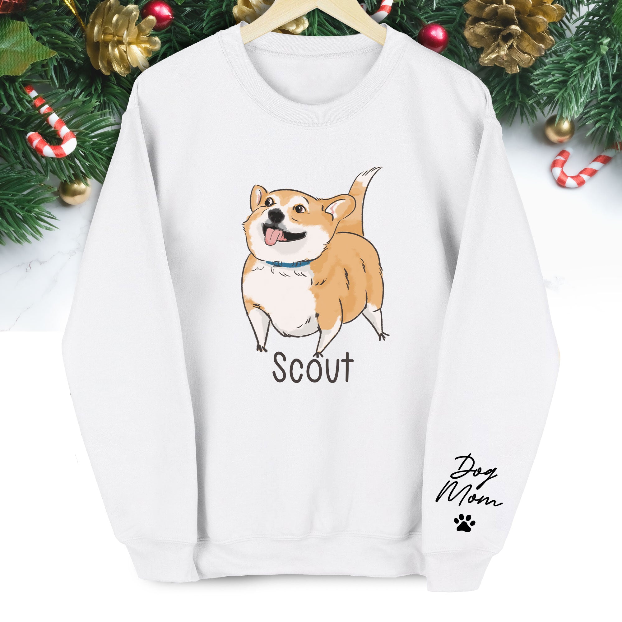 Custom Dog Sweatshirt - Photo & Text Personalized Christmas Gift for Pet Lovers